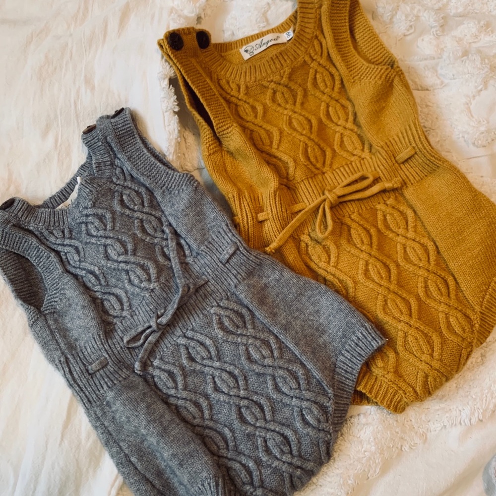 2 knitted rompers